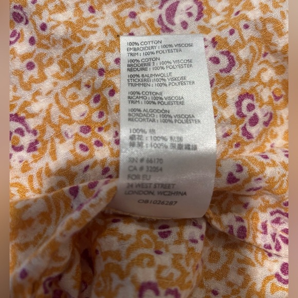Maeve By Anthropologie Printed & Embroidered Boho 100% Cotton Blouse, Size 2 - Picture 9 of 11